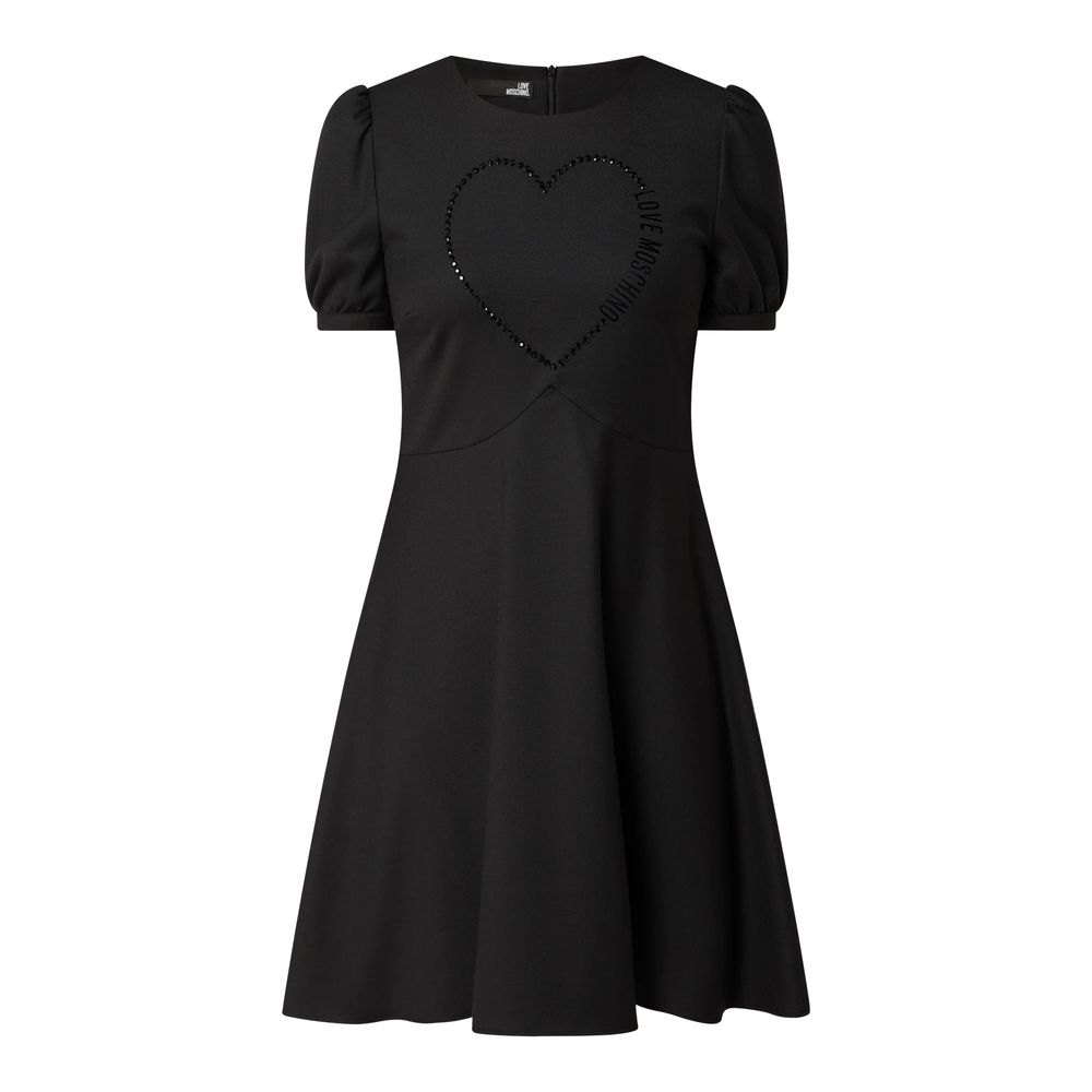 Love Moschino Elegant Black Rhinestone Detail Dress