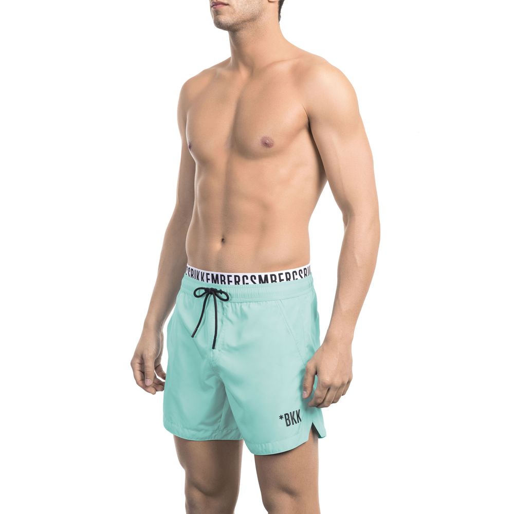 Bikkembergs Elegant Light Blue Swim Shorts with Branded Band