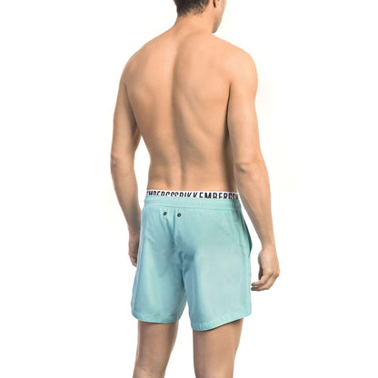 Bikkembergs Elegant Light Blue Swim Shorts with Branded Band