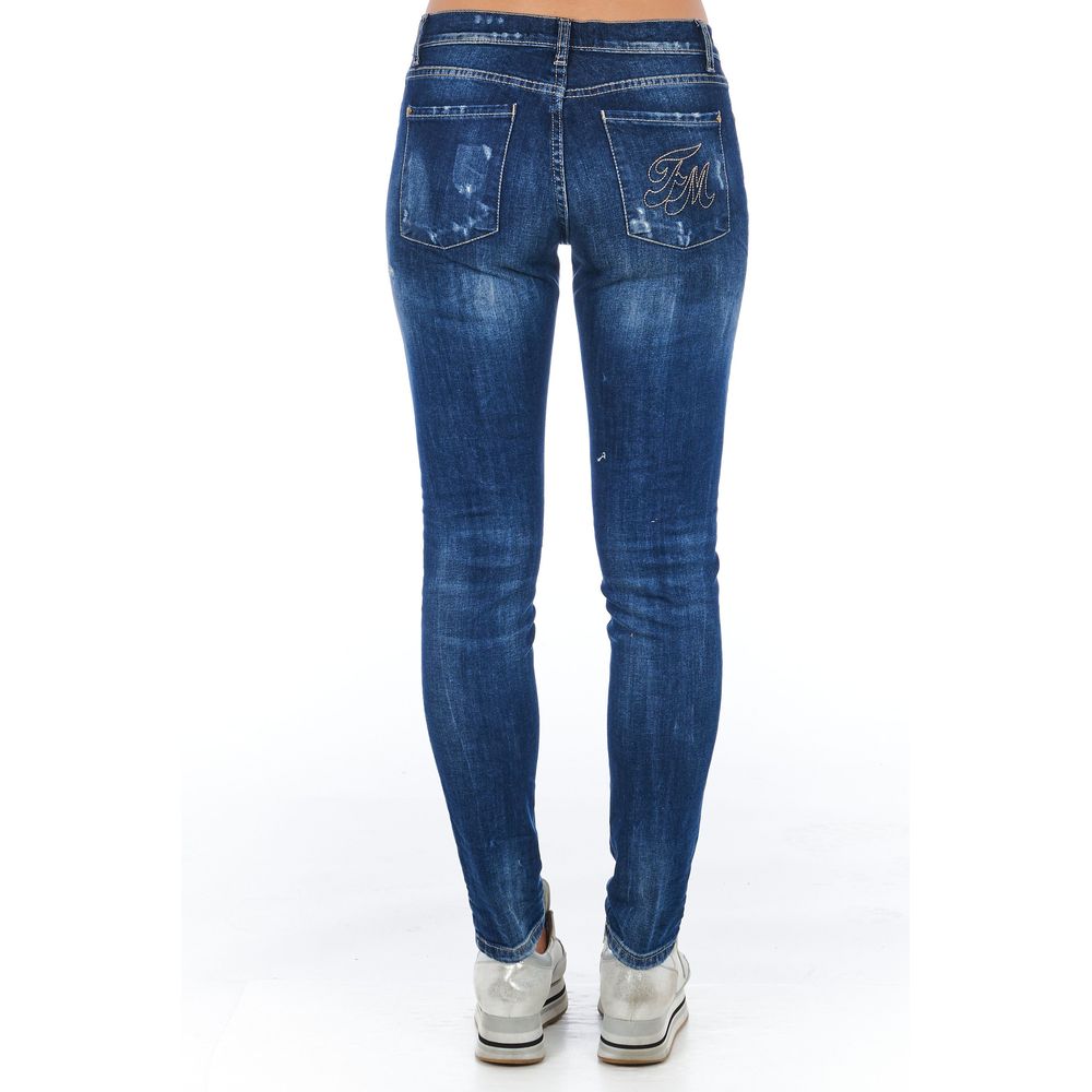 Frankie Morello Blue Cotton Women Jean