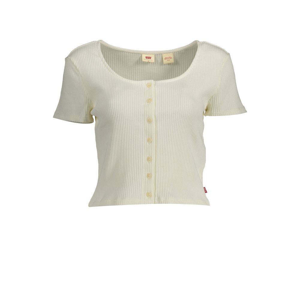 Levi's Chic White Buttoned Tee with Wide Neckline