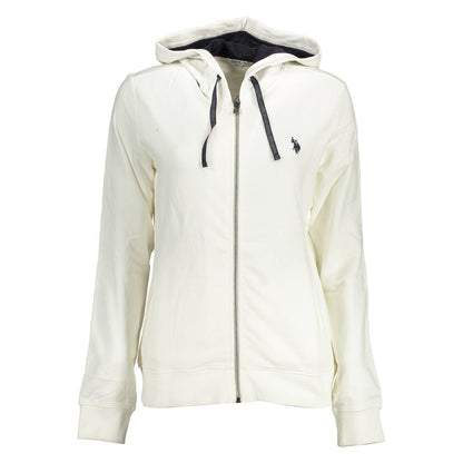 U.S. POLO ASSN. Chic White Hooded Zip Sweatshirt with Logo Detail