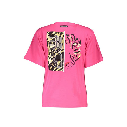 Cavalli Class Chic Pink Slim Fit Logo Tee