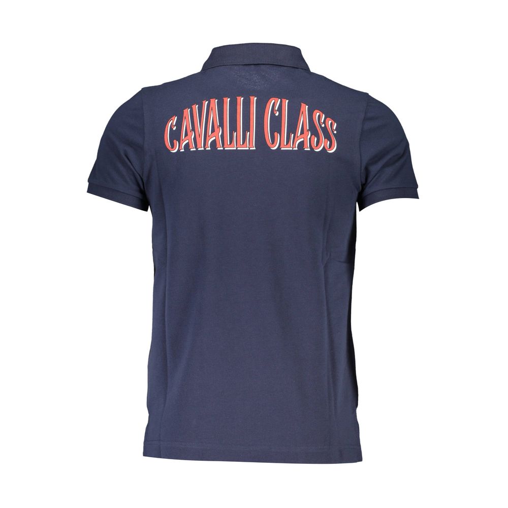 Cavalli Class Elegant Blue Cotton Polo with Chic Detailing