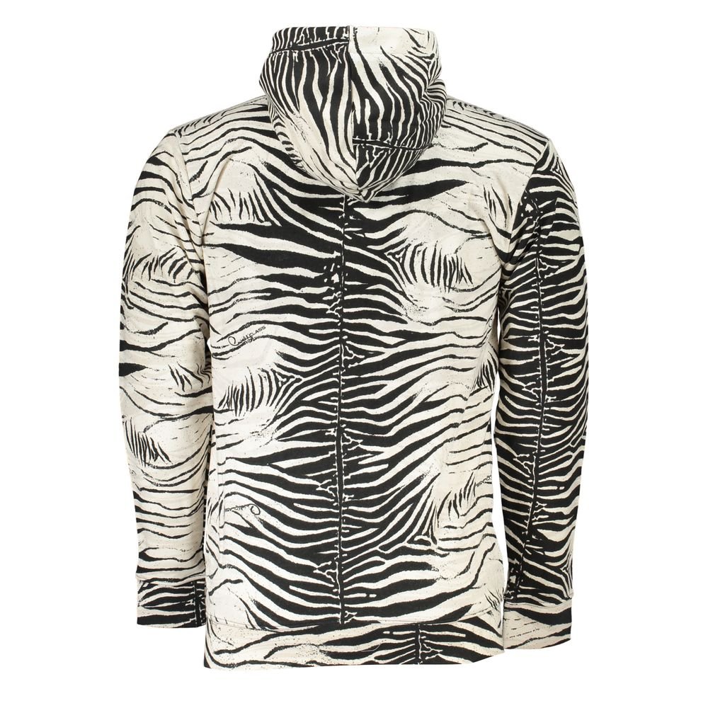 Cavalli Class Chic White Hooded Sweatshirt with Unique Pattern - PANTERA STORES