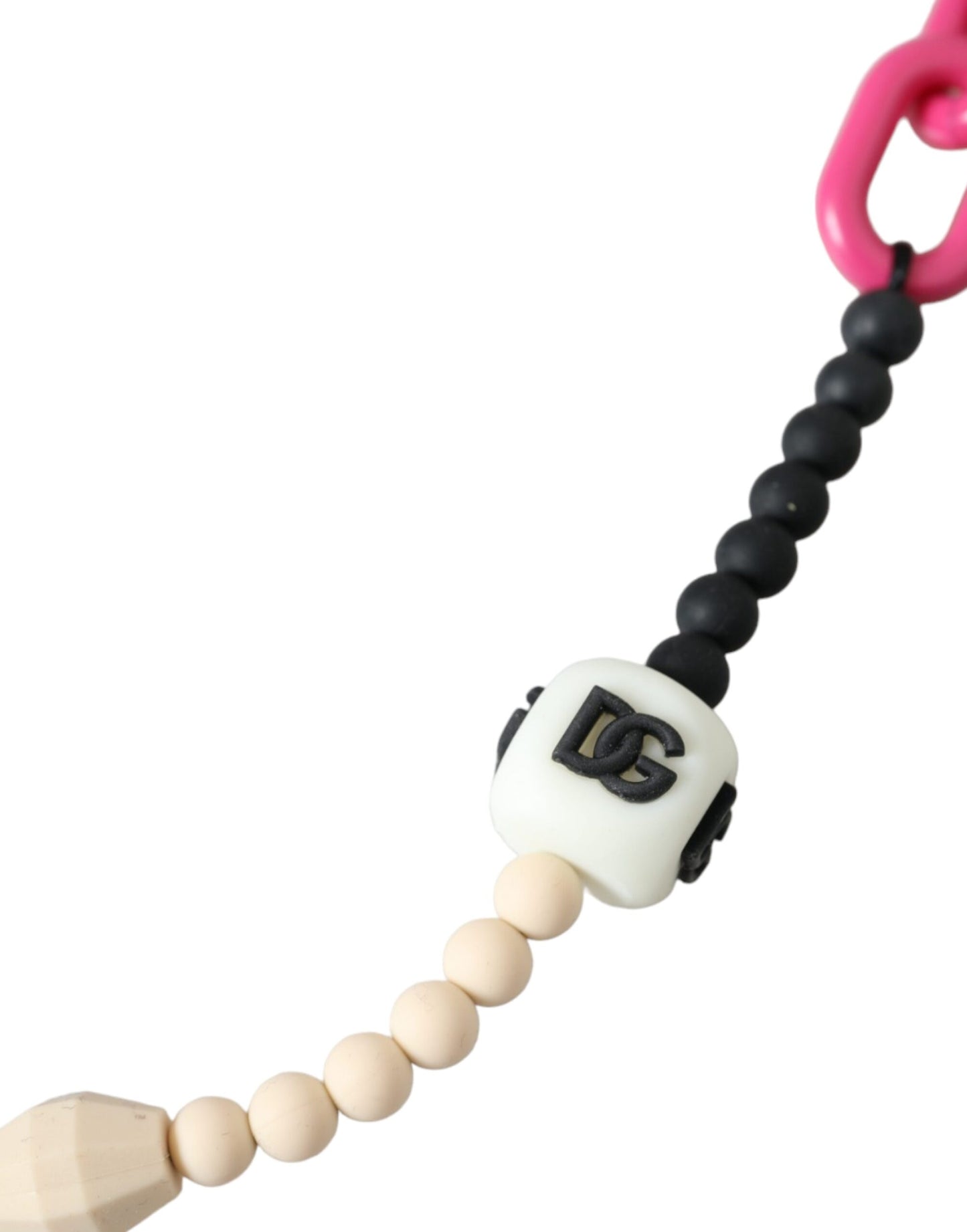 Dolce & Gabbana Multicolor Beaded Chain Logo Charm Necklace