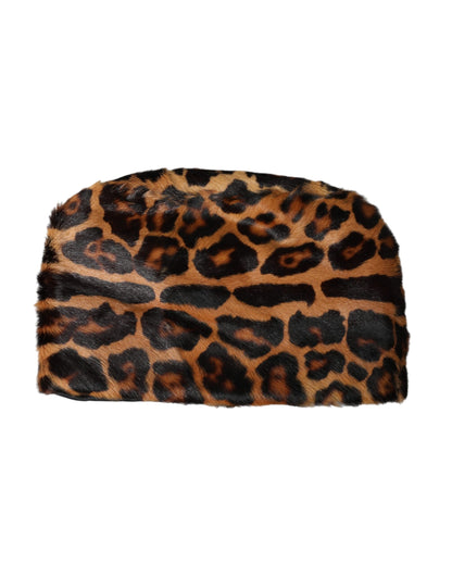 Dolce & Gabbana Brown Leopard Fur Women Bucket Hat