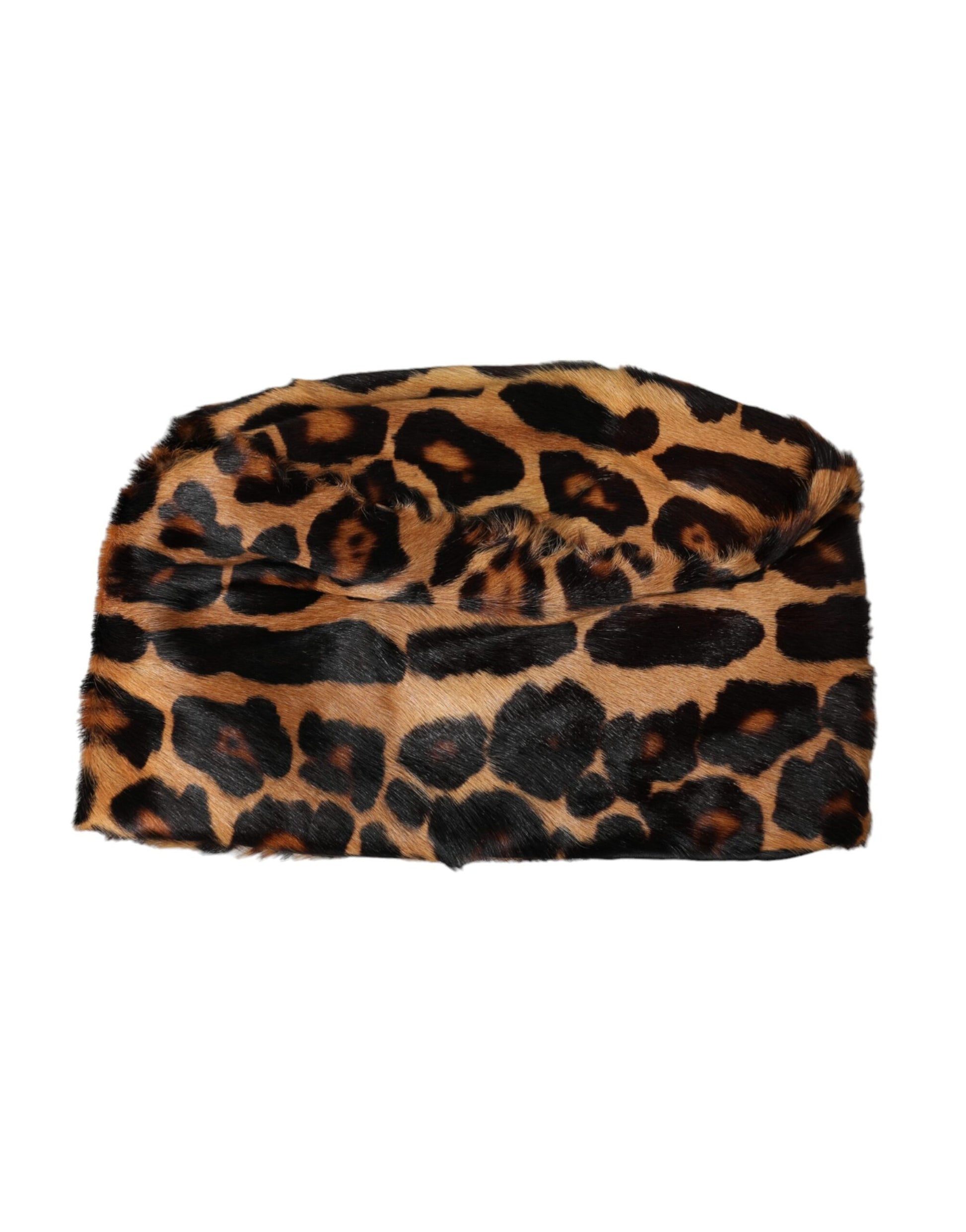 Dolce & Gabbana Brown Leopard Fur Women Bucket Hat