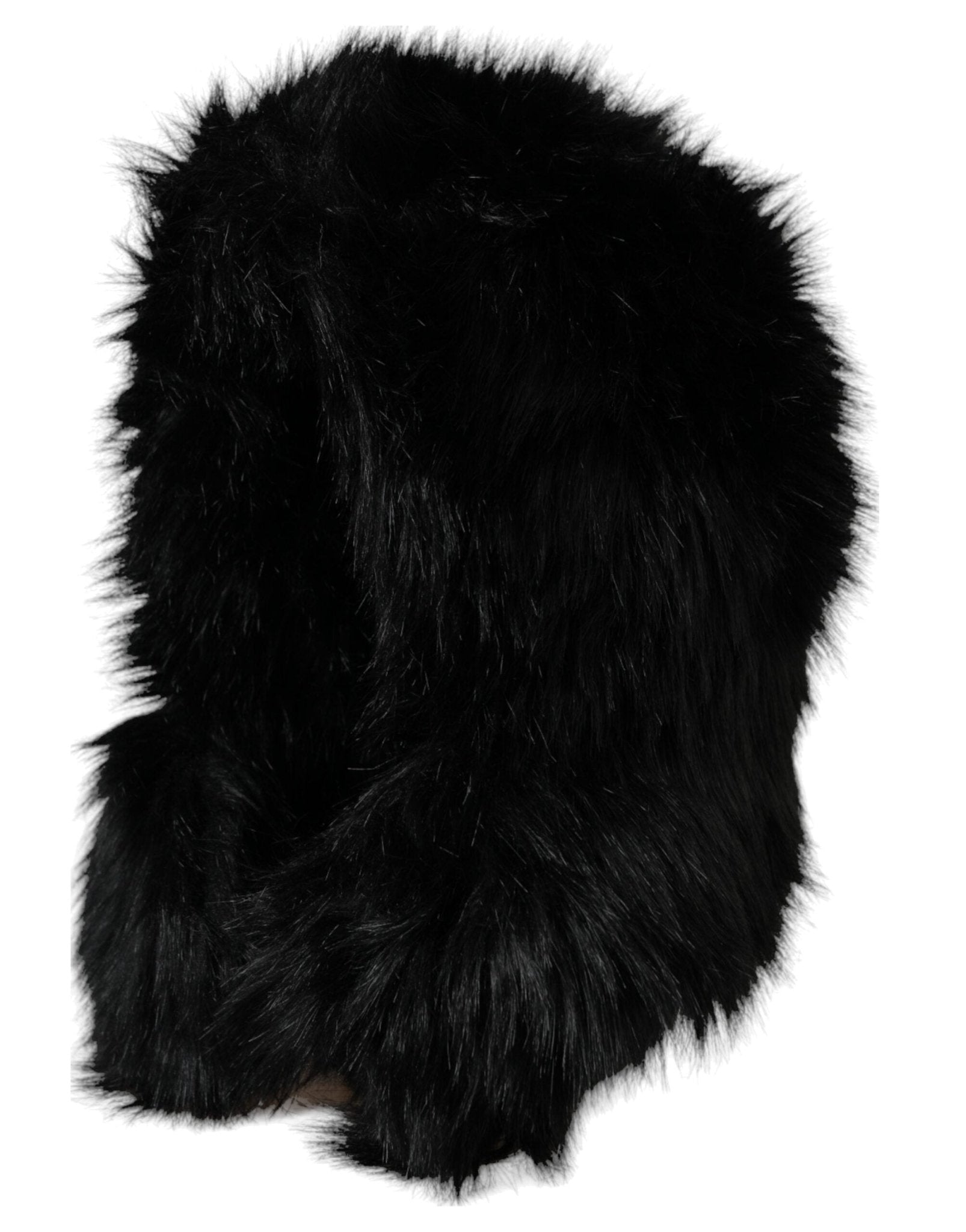 Dolce & Gabbana Black Faux Fur Whole Head Wrap Hat