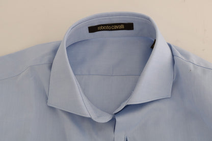 Cavalli Light Blue Cotton Dress Shirt