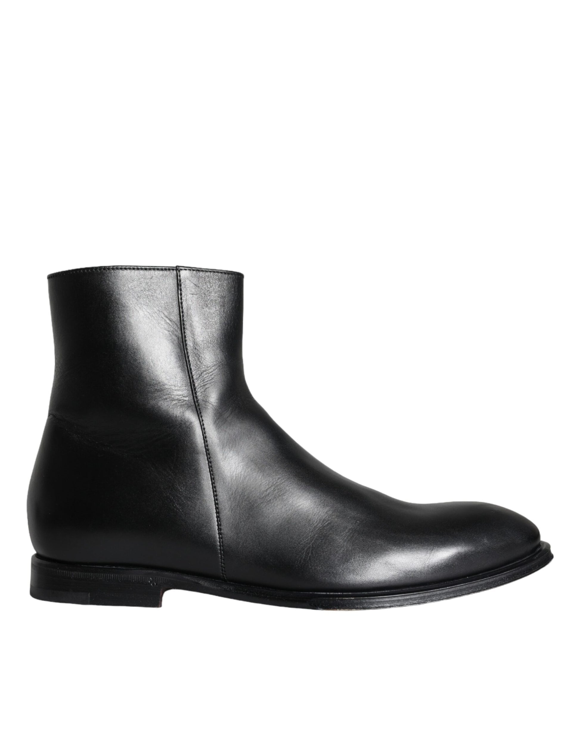 Dolce & Gabbana Black Calf Leather Men Ankle Boots Men Shoes