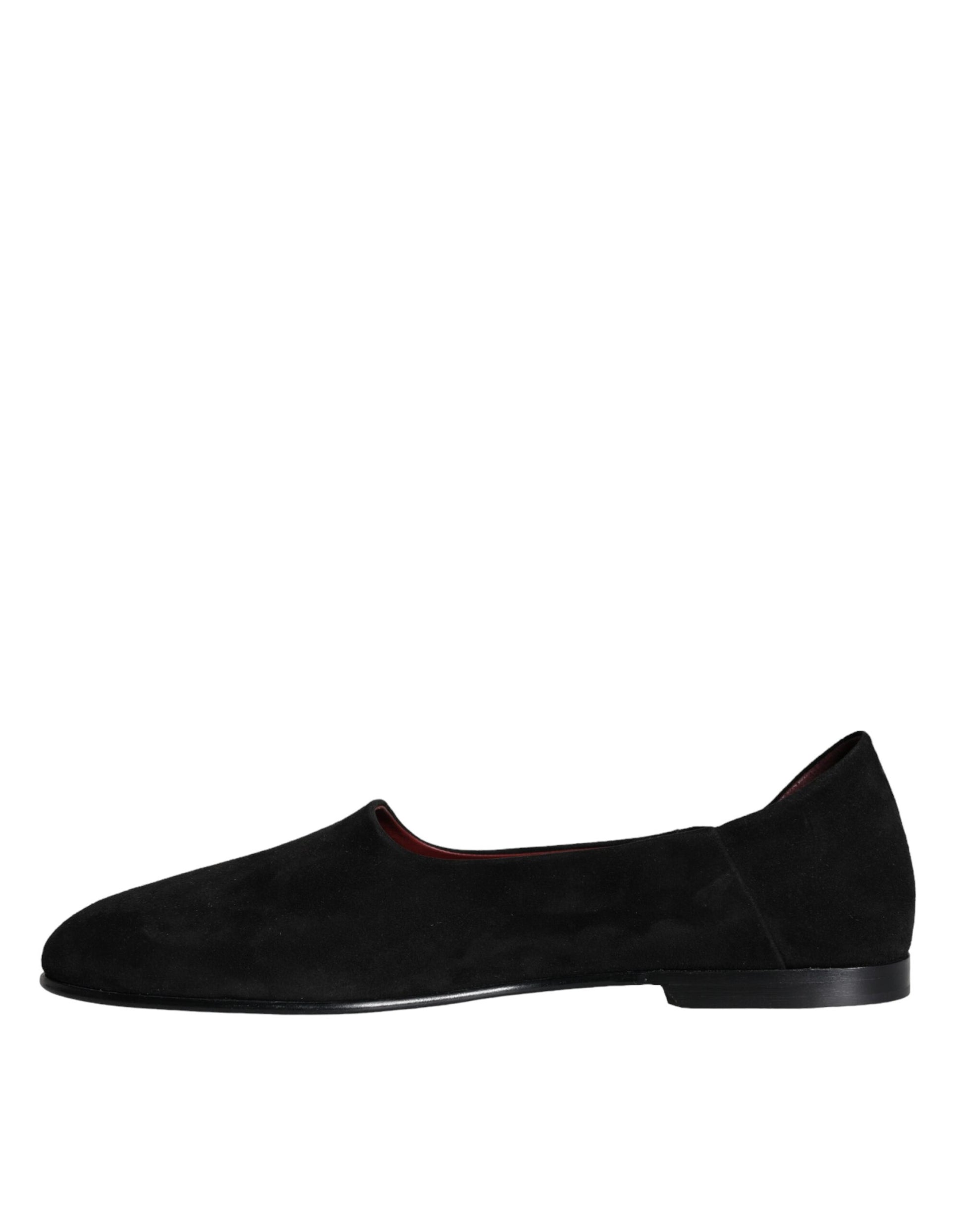 Dolce & Gabbana Black Suede Loafers Formal Slip On Shoes