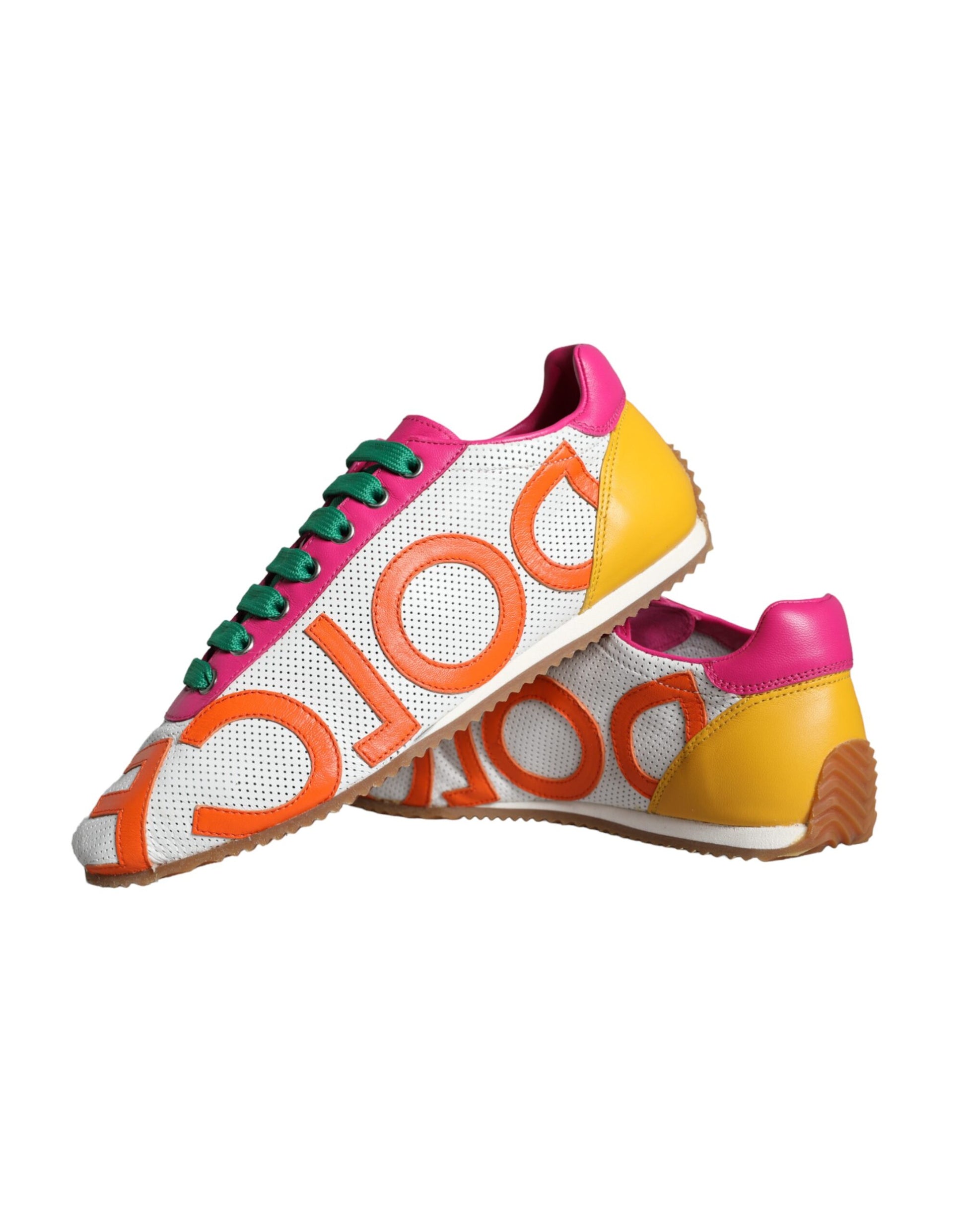 Dolce & Gabbana Multicolor Leather Logo Casual Sneakers Shoes