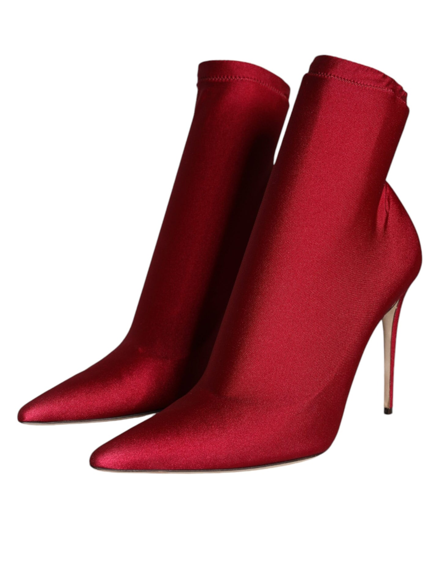 Dolce & Gabbana Cherry Red Stretch Stilettos Ankle Boot Shoes