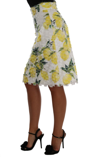 Dolce & Gabbana Lemon Print Fringe Pencil Skirt