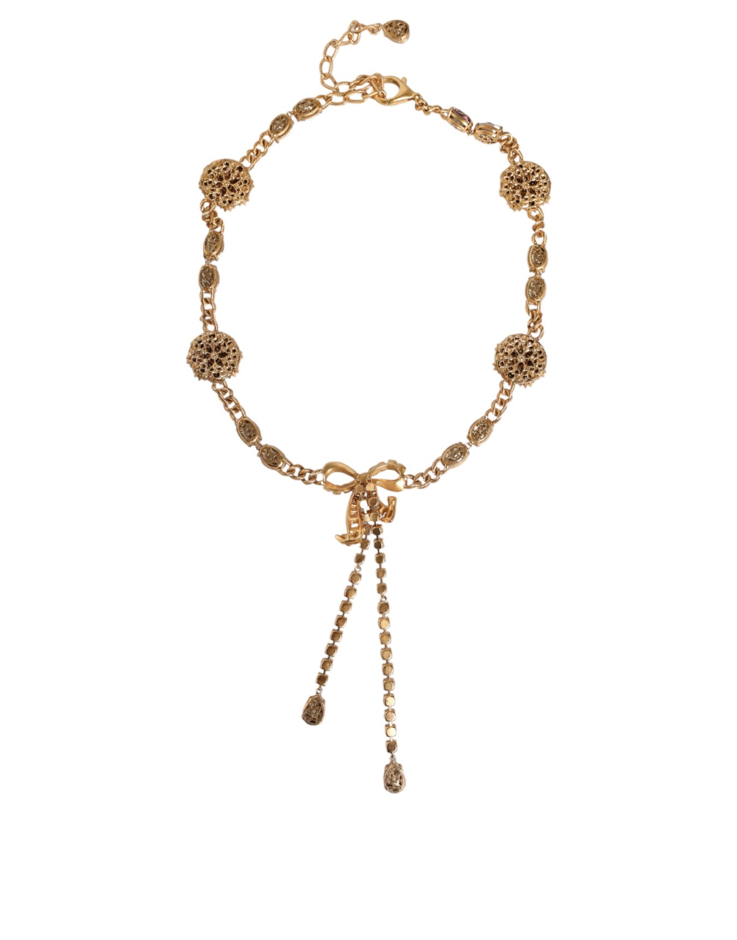 Dolce & Gabbana Gold Tone Brass Crystal Embellished Waist Chain Belt