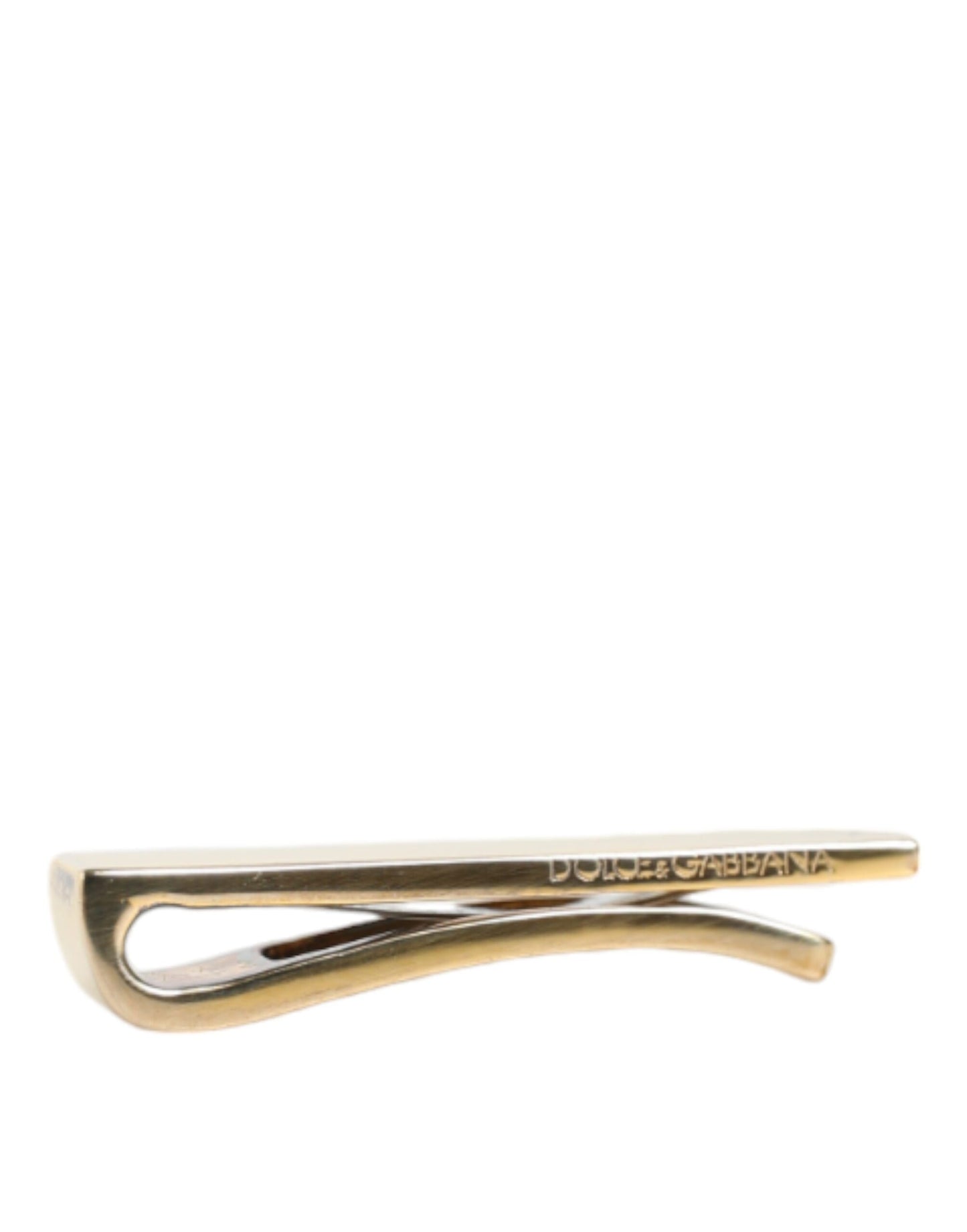 Dolce & Gabbana Gold Tone Brass Logo Branded Men Tie Clip Bar