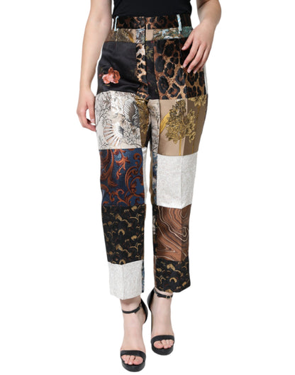 Dolce & Gabbana Multicolor Patchwork Jacquard High Waist Pants