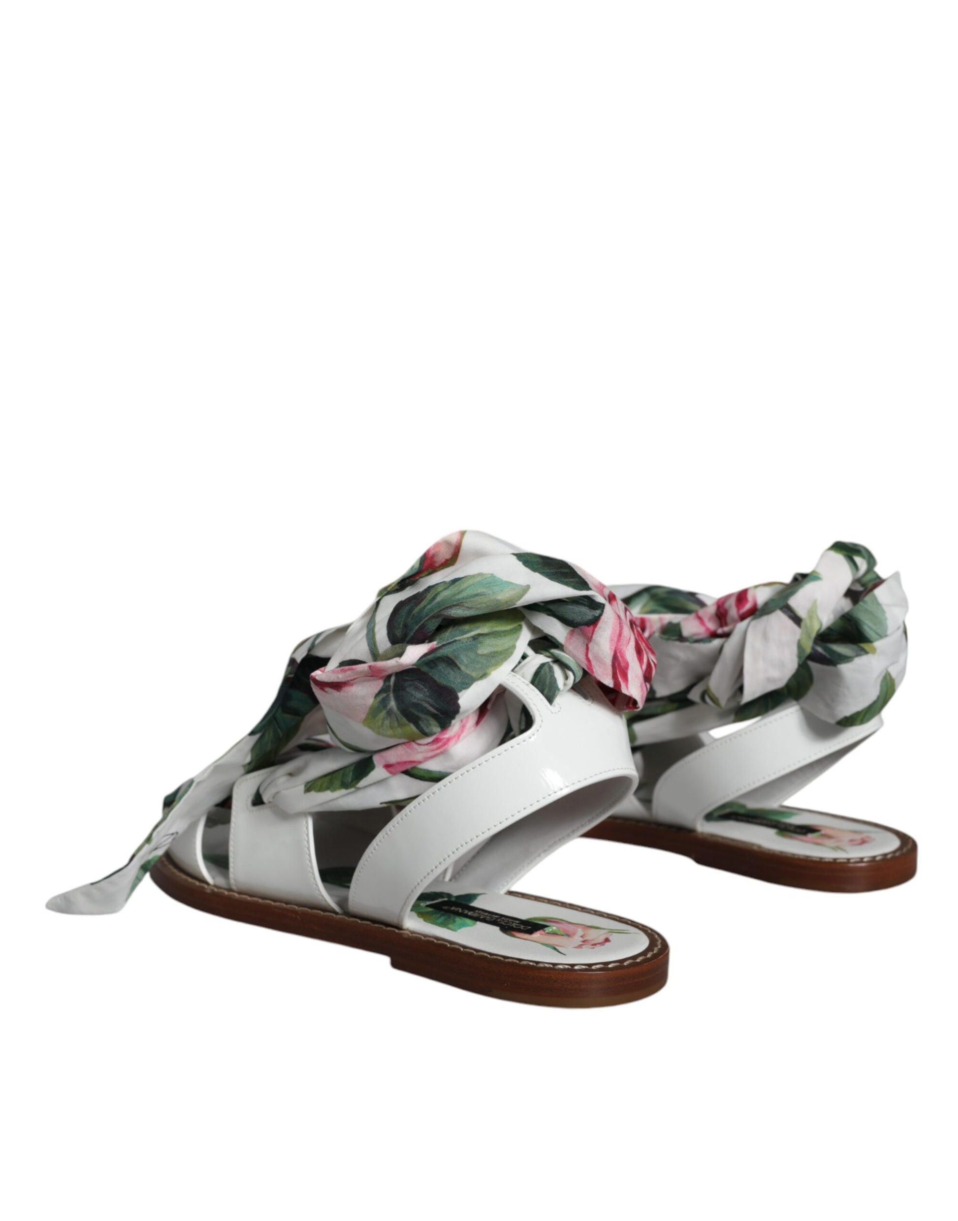 Dolce & Gabbana Multicolor Floral Print Ankle Wrap Sandals Shoes