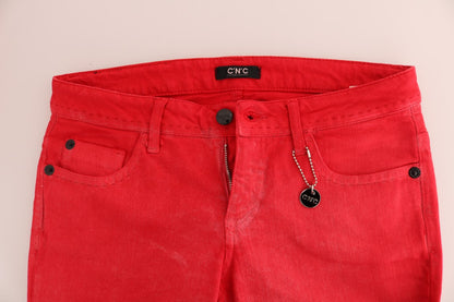 Costume National Radiant Red Super Slim Designer Jeans