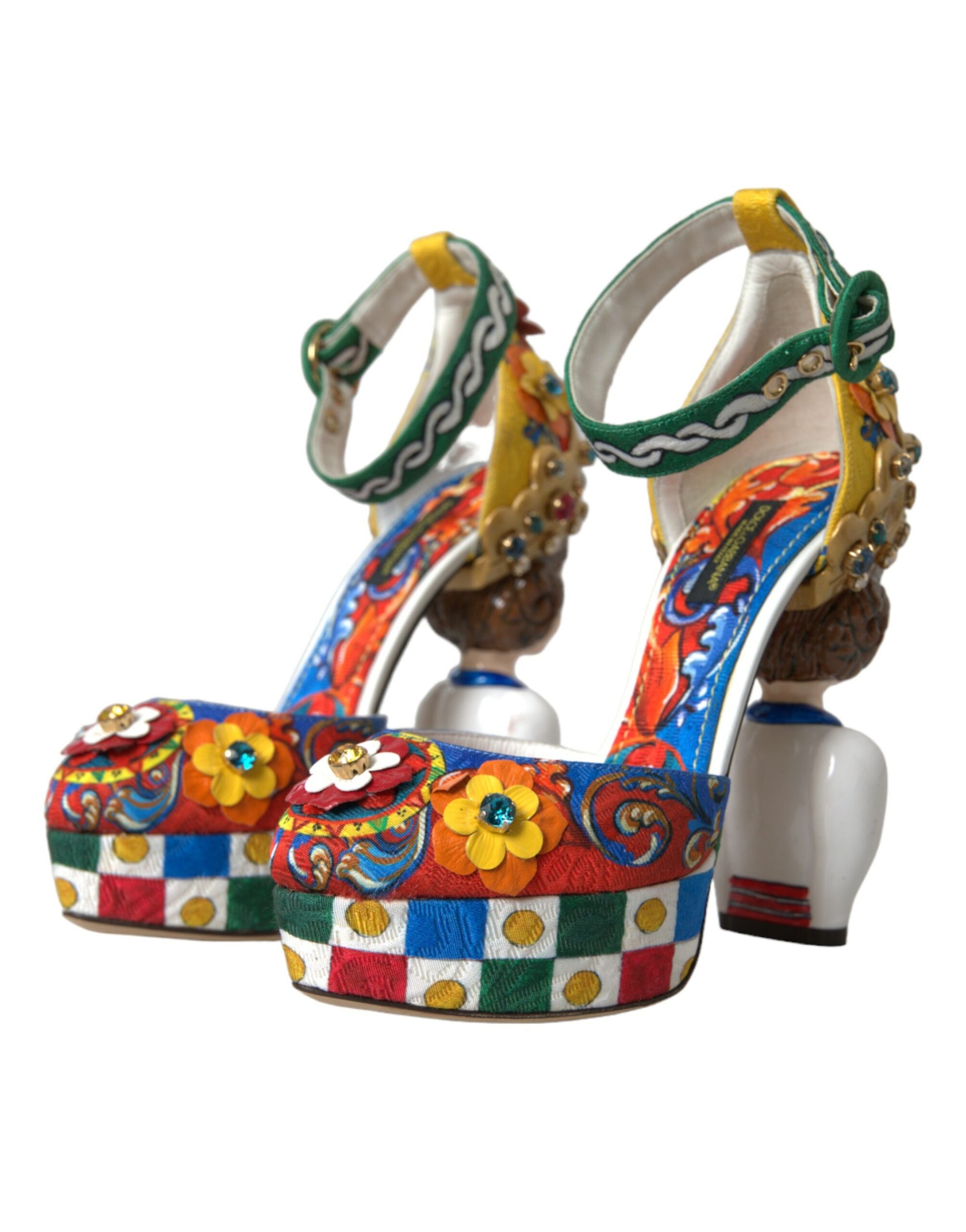 Dolce & Gabbana Multicolor Carretto Embellished Sandals Shoes