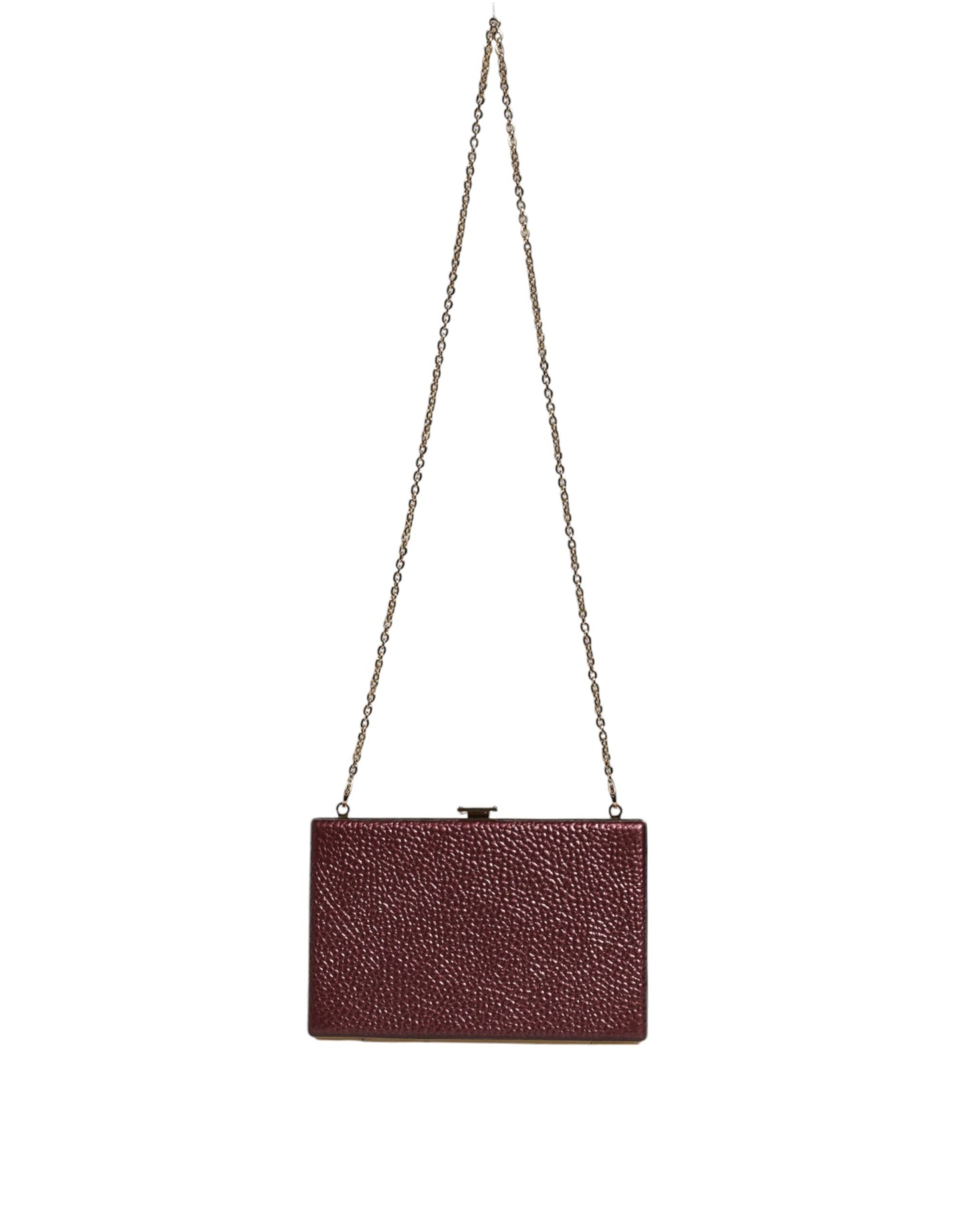 Dolce & Gabbana Maroon Leather Clutch Evening Crossbody Bag