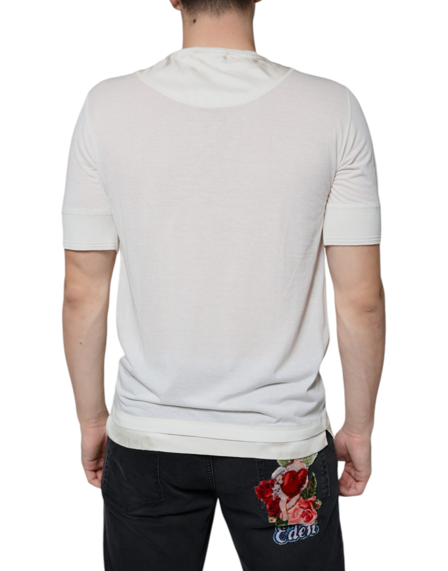 Dolce & Gabbana Off White Cotton Short Sleeves T-shirt