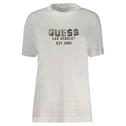 Guess Jeans White Cotton Tops & T-Shirt