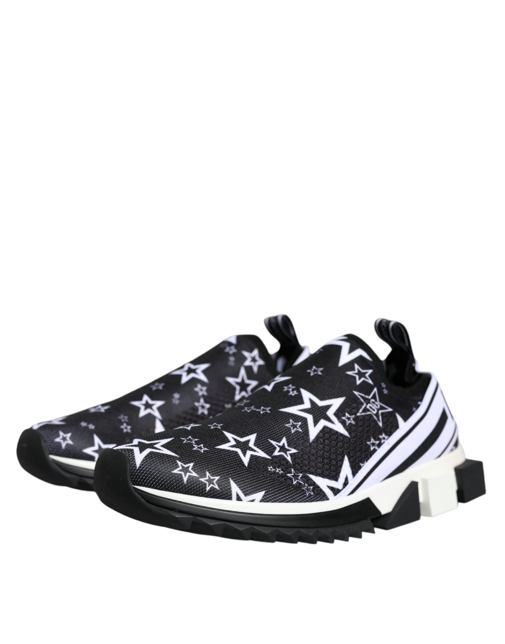 Dolce & Gabbana Black White Star Print Sorrento Sneakers Shoes