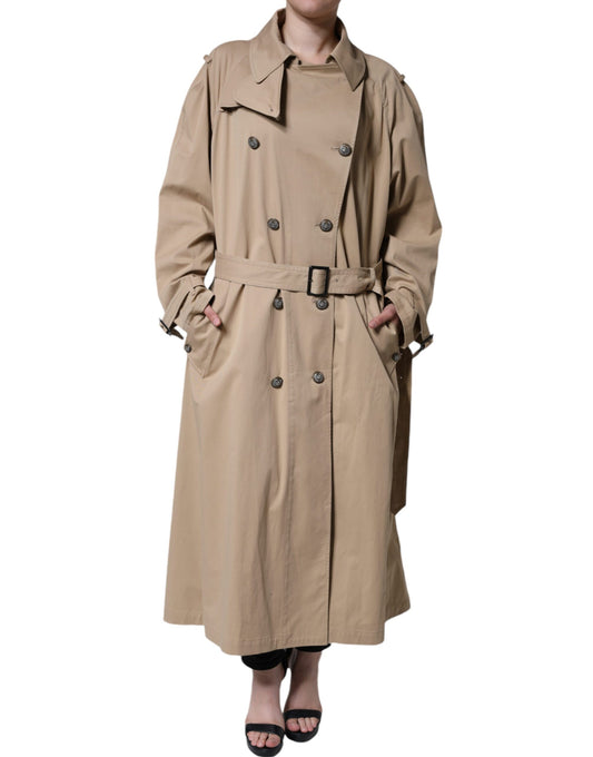 Dolce & Gabbana Khaki Double Breasted Trench Coat Jacket