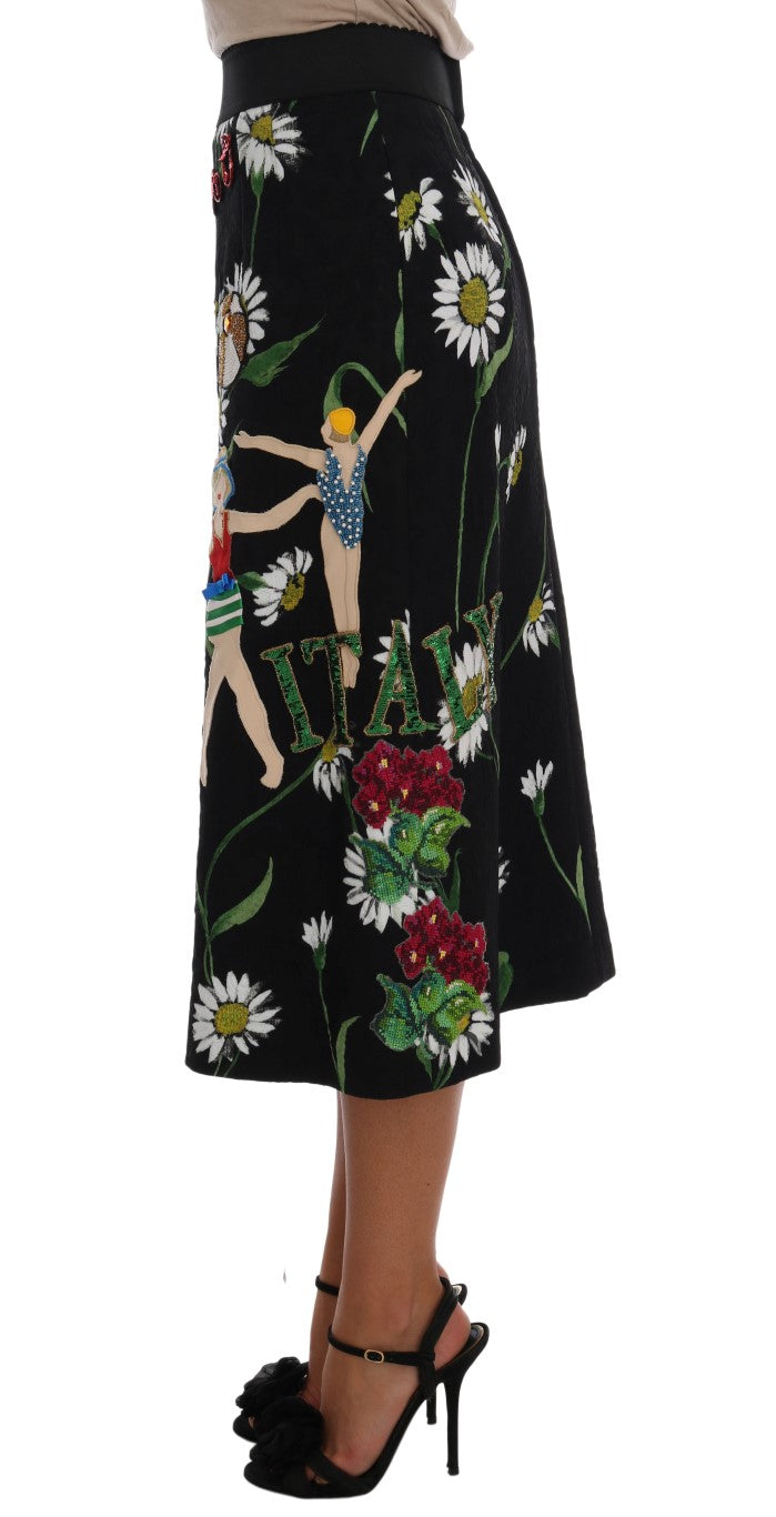 Dolce & Gabbana Embellished A-Line Mid-Calf Skirt