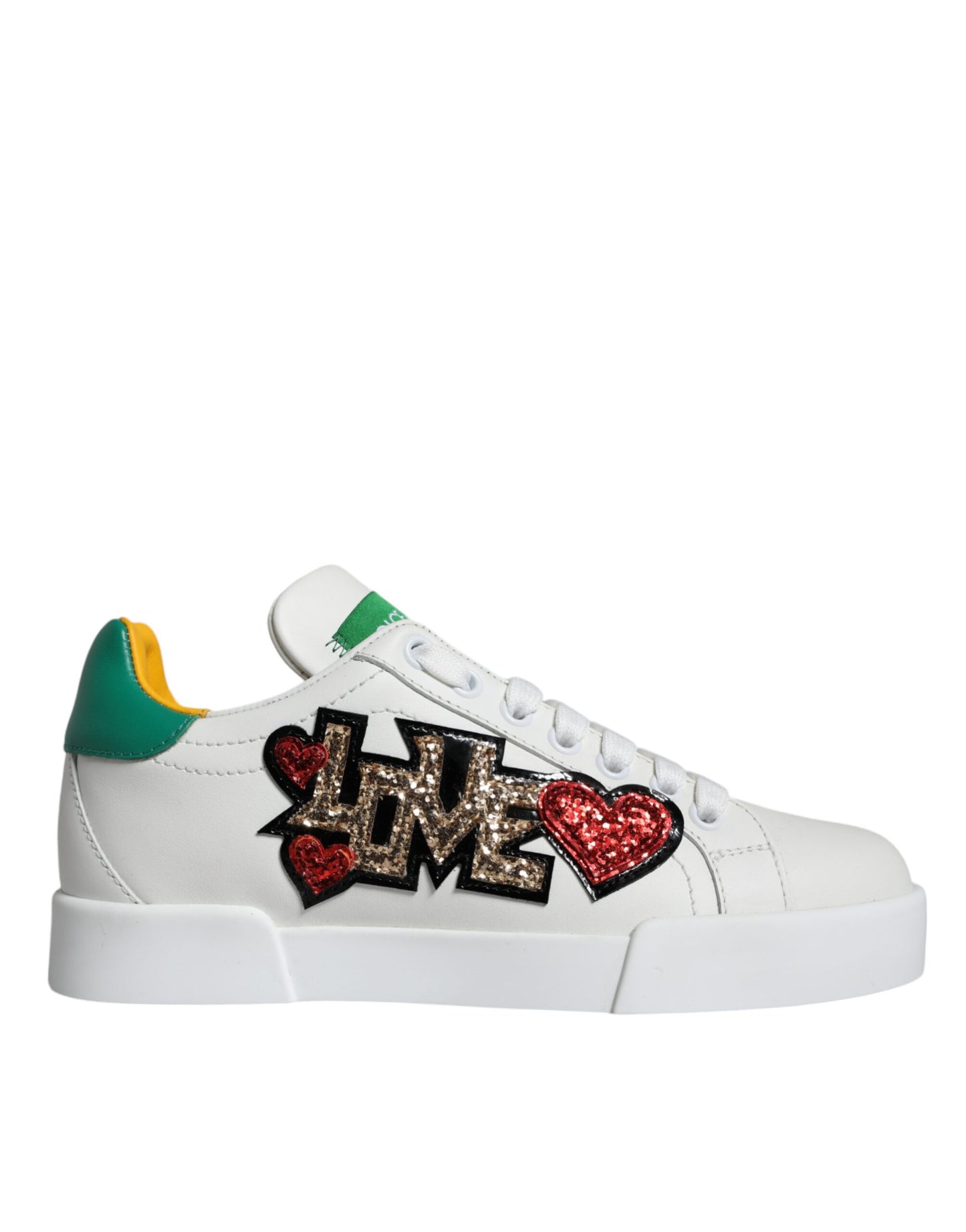 Dolce & Gabbana White Love Patch Portofino Sneakers Shoes