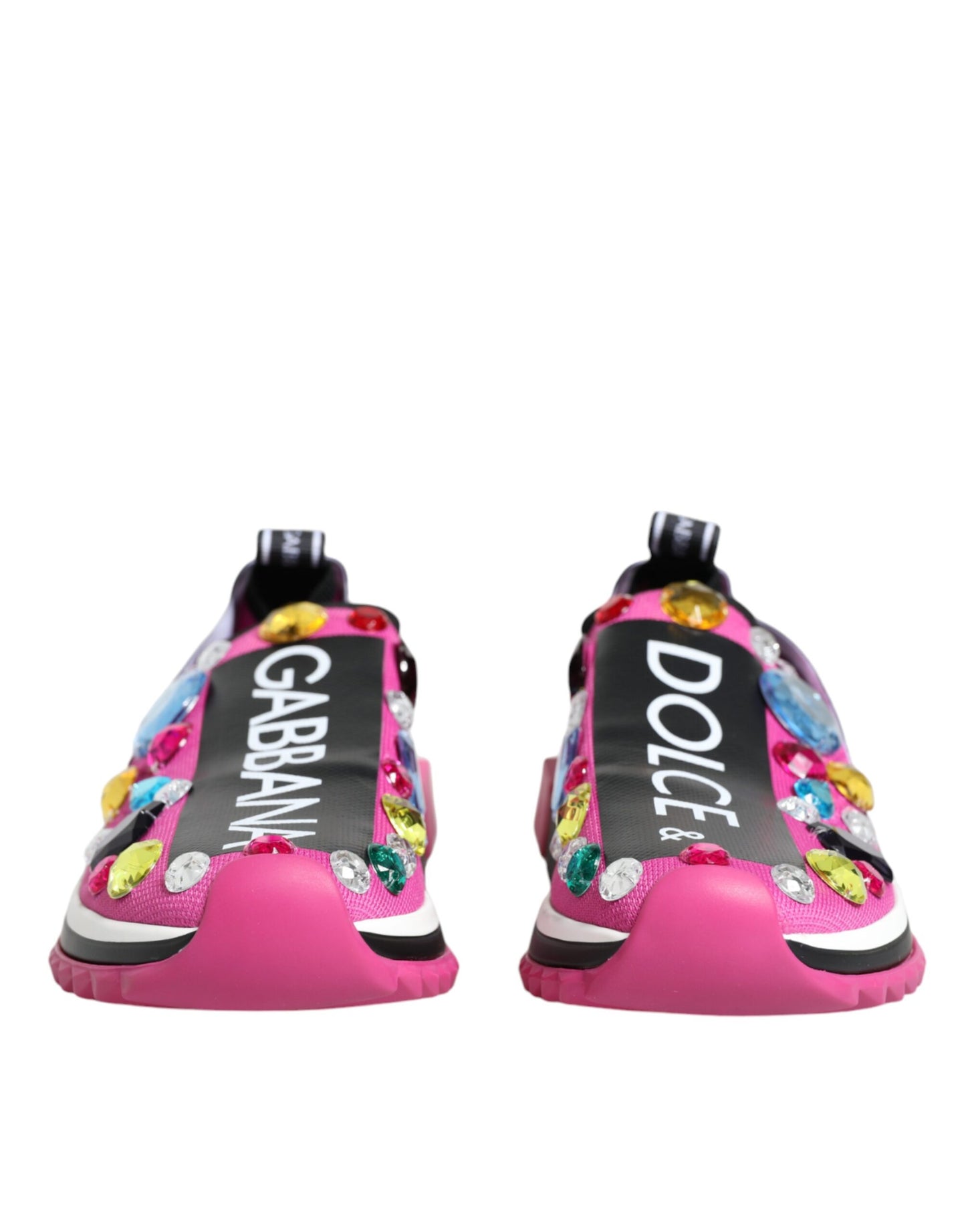 Dolce & Gabbana Pink Sorrento Crystals Low Top Sneakers Shoes