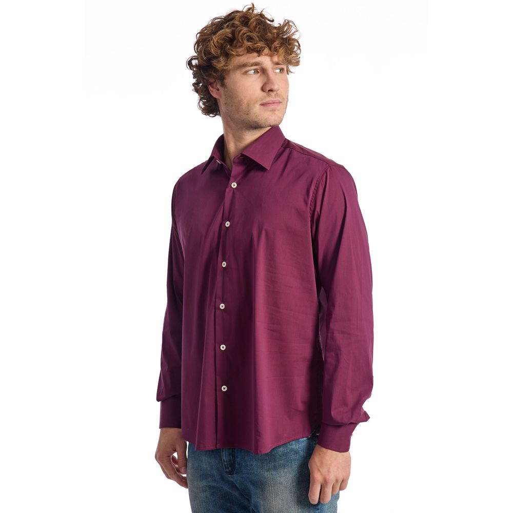 Baldinini Trend Burgundy Cotton Shirt