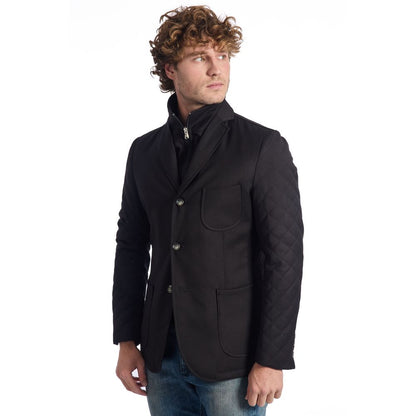 Roberto Pepe Luxury Black Polyester Jacket