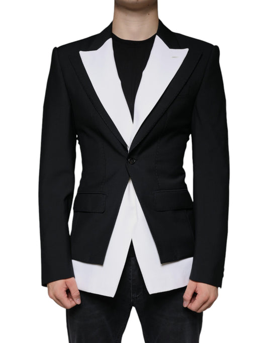 Dolce & Gabbana Black White Single Breasted Dress Blazer