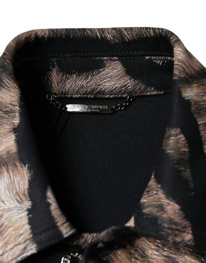 Dolce & Gabbana Brown Tiger Button Down Collared Jacket