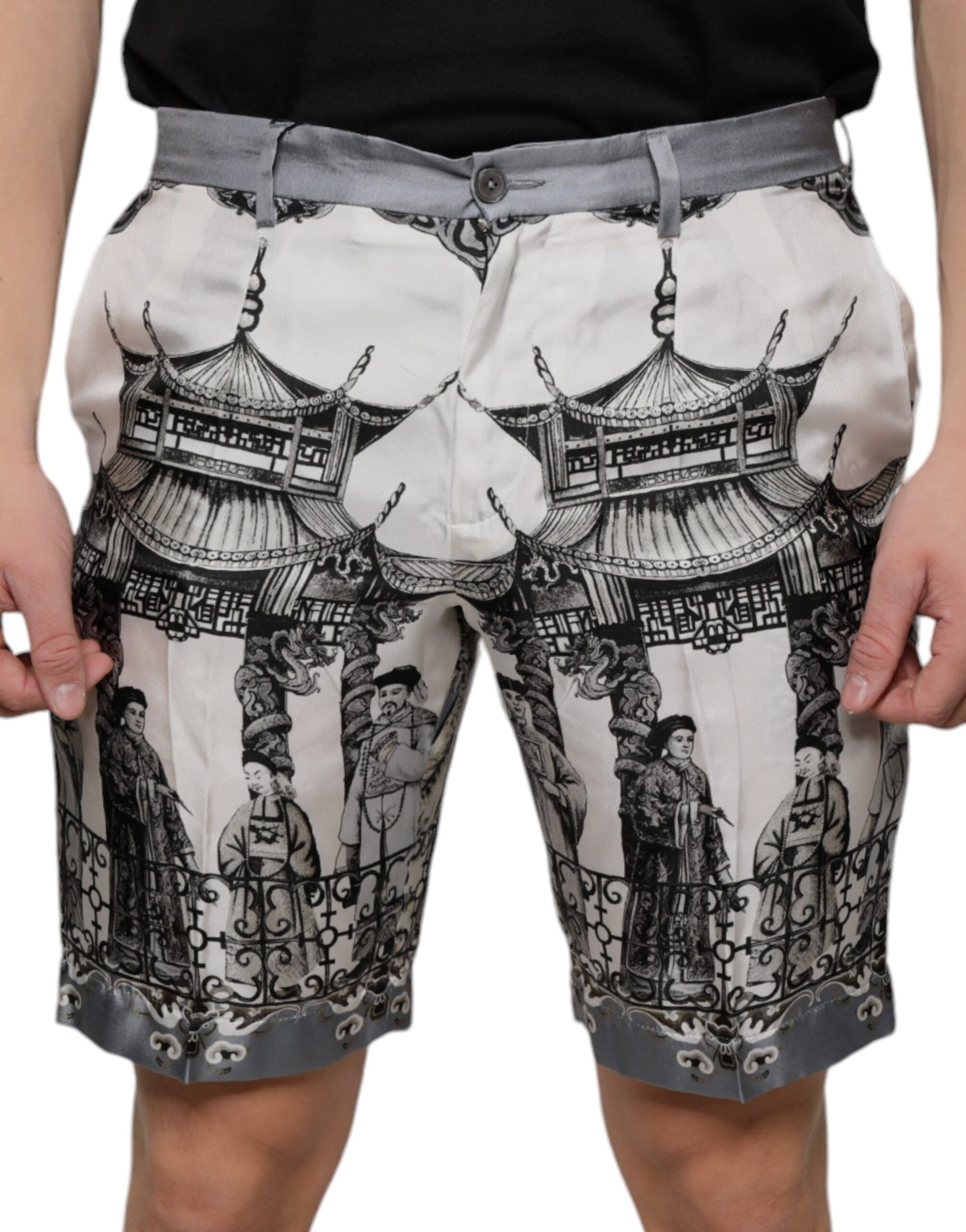 Dolce & Gabbana Multicolor Printed Silk Men Bermuda Shorts