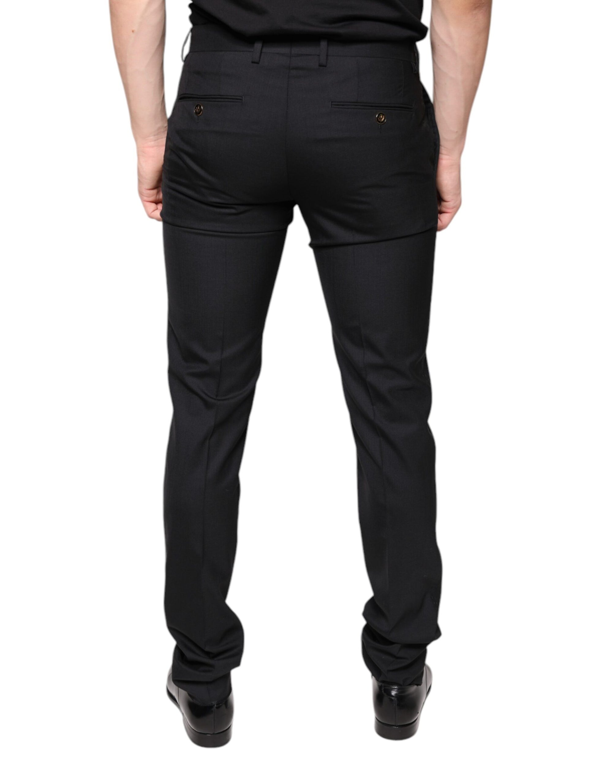 Dolce & Gabbana Black Wool Skinny Men Dress Pants