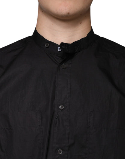 Dolce & Gabbana Black Cotton Button Down Men Casual Shirt