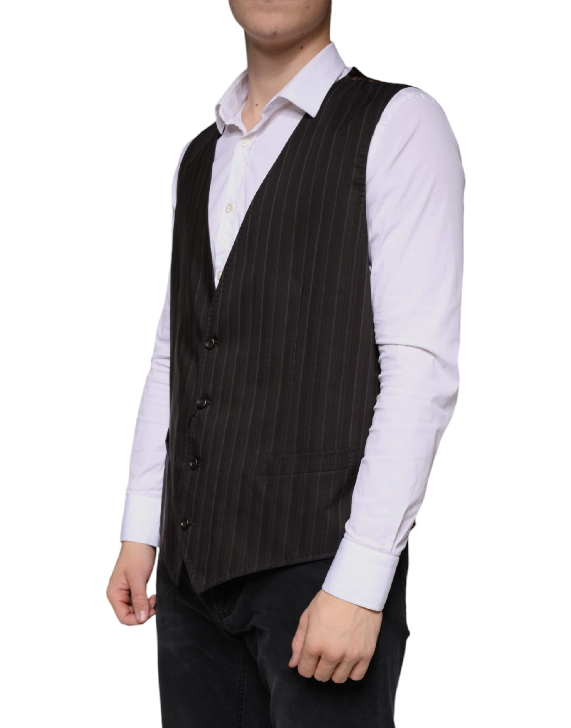 Dolce & Gabbana Black Cotton Waistcoat Dress Formal Vest