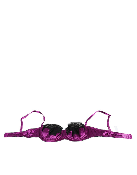 Dolce & Gabbana Purple Silk Underwired Balconette Bra Underwear