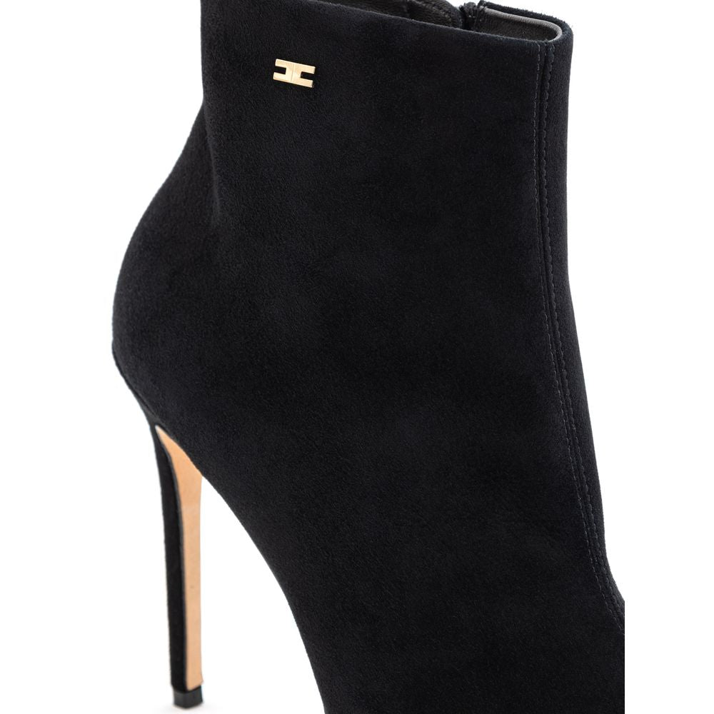 Elisabetta Franchi Black Leather Scamociata Boot