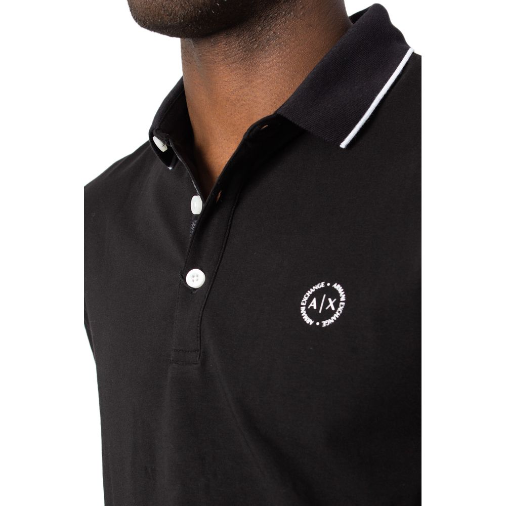 Armani Exchange Black Cotton Polo Shirt