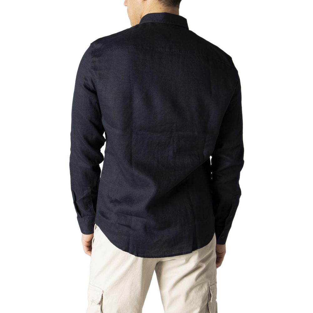 Armani Exchange Blue Linen Shirt