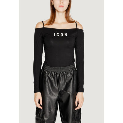 Icon Black Cotton Tops & T-Shirt