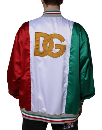 Dolce & Gabbana Multicolor Italia Button Down Bomber Jacket