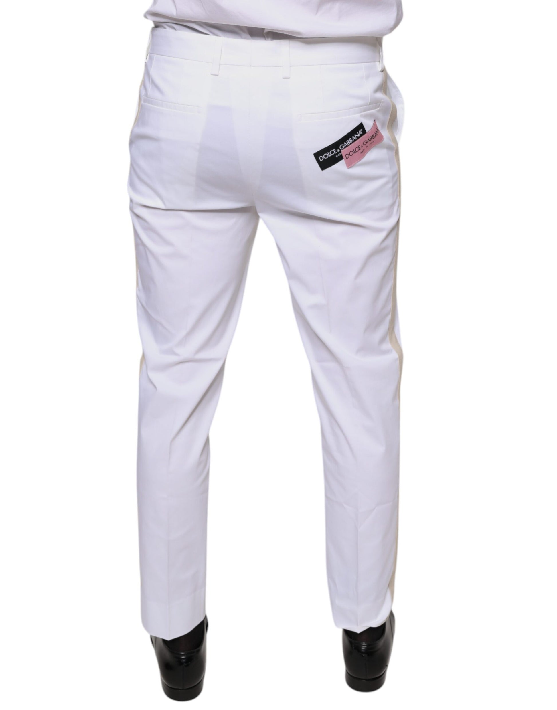 Dolce & Gabbana White Cotton Skinny Dress Pants