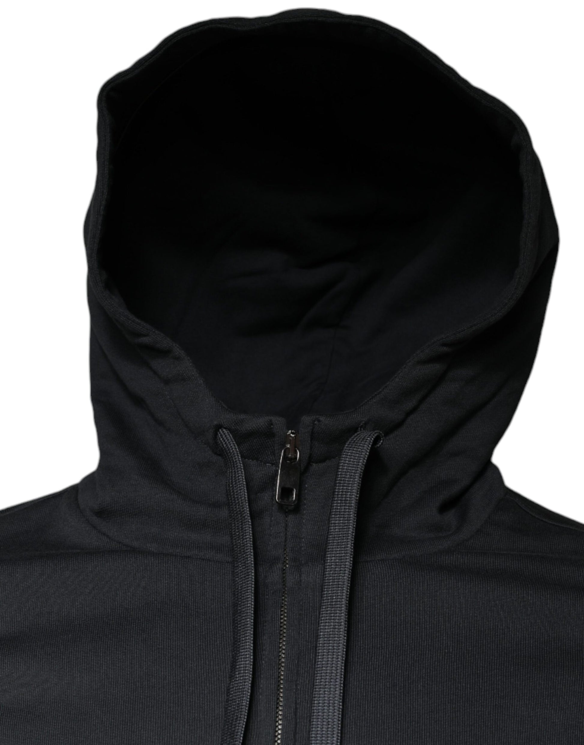 Dolce & Gabbana Black Cotton Hooded Men Full Zip Sweater