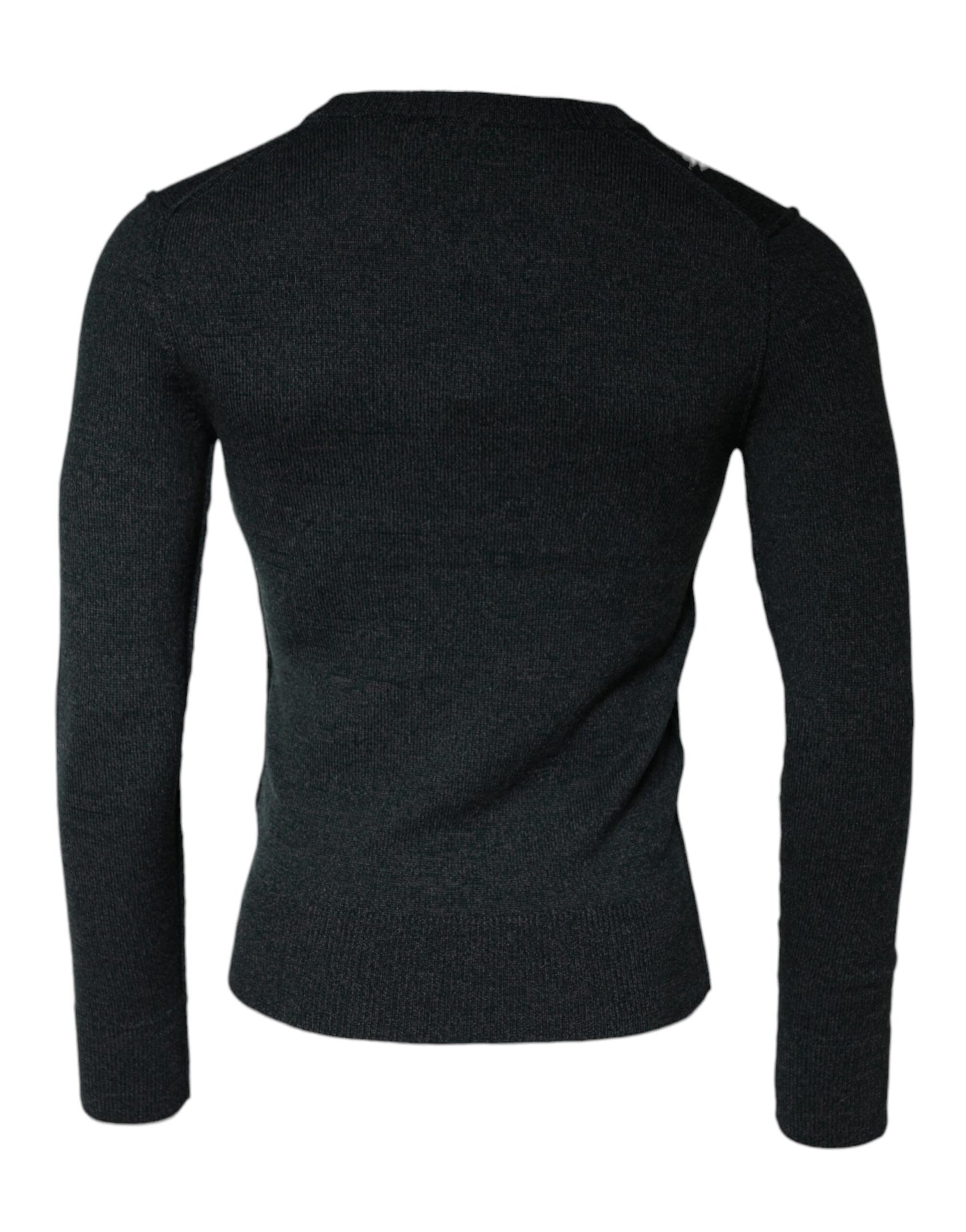 Dolce & Gabbana Gray Embellished Crew Neck Pullover Sweater